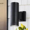 Jonathan Y Duo 2-light Modern Midcentury Cylinder Outdoor Metal/glass Integrated Led Sconce With Upl In Black