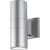 Jonathan Y Duo 2-light Modern Midcentury Cylinder Outdoor Metal/glass Integrated Led Sconce With Upl In Silver