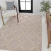 Jonathan Y Duwun High-low Pile Ogee Trellis Tone-on-tone Indoor/outdoor Area Rug In Beige/gray