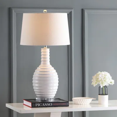Jonathan Y Dylan 29.5" Ceramic Led Table Lamp In Neutral