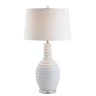Jonathan Y Dylan 29.5" Ceramic Led Table Lamp In White