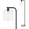 Jonathan Y Easton 60.75" Modern Minimalist Metal/ribbed Glass Led Floor Lamp, Brass Gold/black In Brass Gold/black