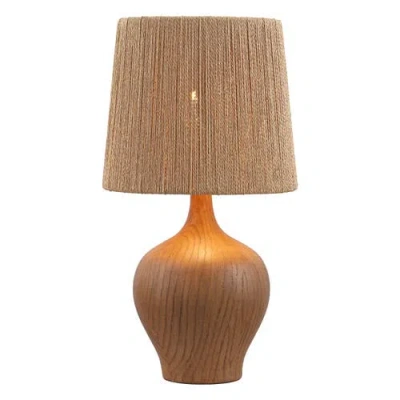 Jonathan Y Eben Farmhouse Resin/metal Gourd Led Table Lamp With Paper Rope Shade In Brown