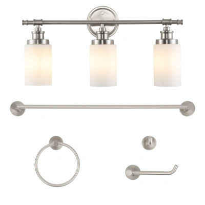Jonathan Y Egan 23.25" 3-light Classic Cottage Vanity Light With Frosted Glass Shades And Bathroom Hardware Acc In Metallic