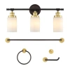 Jonathan Y Egan 23.25" 3-light Classic Cottage Vanity Light With Frosted Glass Shades And Bathroom H In Bronze/gold Painting