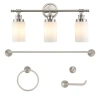 Jonathan Y Egan 23.25" 3-light Classic Cottage Vanity Light With Frosted Glass Shades And Bathroom Hardware Acc In Brushed Nickel