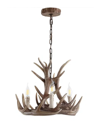 Jonathan Y Eldora 18in Adjustable Resin Antler 3-light Led Chandelier In Brown