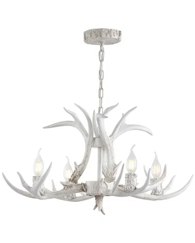 Jonathan Y Eldora 26in Adjustable Resin Antler 4-light Led Chandelier In White