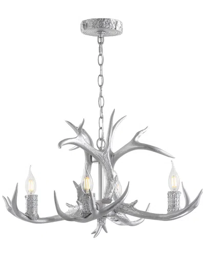 Jonathan Y Eldora 26in Adjustable Resin Antler 4-light Led Chandelier In White