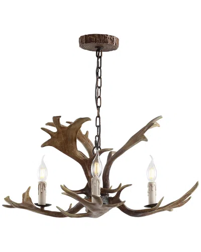 Jonathan Y Eldora 27in Adjustable Resin Antler 3-light Led Chandelier In Brown