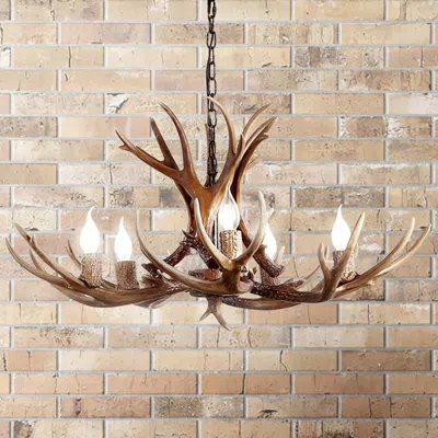Jonathan Y Eldora 30" Adjustable Resin Antler 5-light Led Chandelier In Brown
