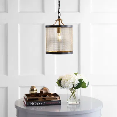 Jonathan Y Elena 10" Lantern Metal Led Pendant In Brown
