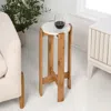 Jonathan Y Elena 24" Minimalist Structured Wood Drink Table And Decorative End Table With White Marble Round To In Multi