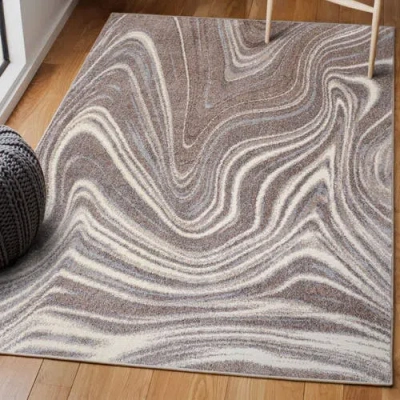 Jonathan Y Eleni Contemporary Glam Abstract Marble Area Rug In Brown/cream