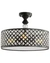 Jonathan Y Elise 17in 3-light Crystal Metal Drum Semi-flush Mount