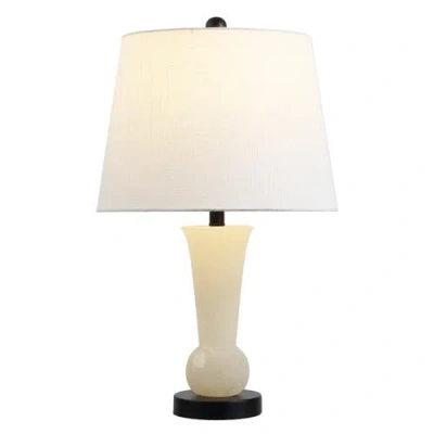 Jonathan Y Eliza 23" Alabaster Led Table Lamp, Crystal Base In White