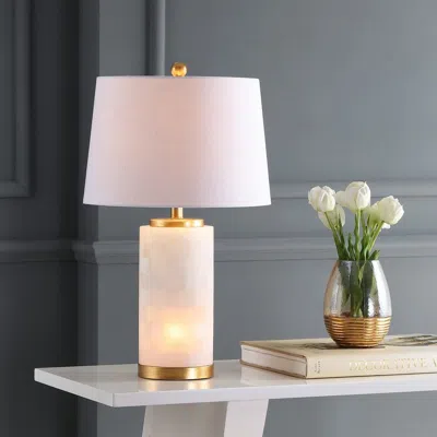 Jonathan Y Eliza 25.5" Alabaster Led Table Lamp In Pink
