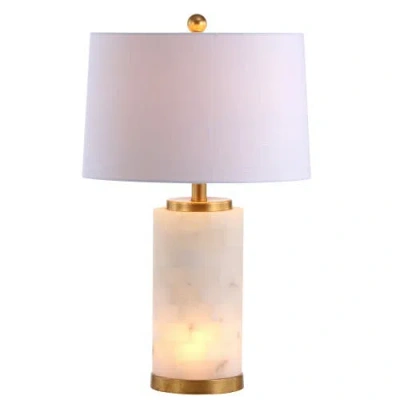Jonathan Y Eliza 25.5" Alabaster Led Table Lamp, White/gold Leaf
