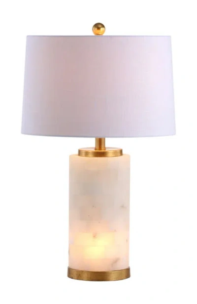 Jonathan Y Eliza 25.5" Alabaster Led Table Lamp, White/gold Leaf In Multi