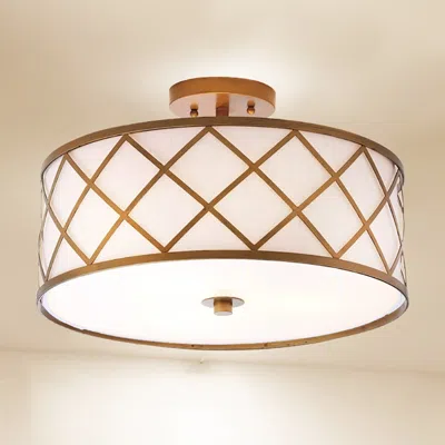 Jonathan Y Elizabeth 16.75" Metal Led Flush Mount In Brown