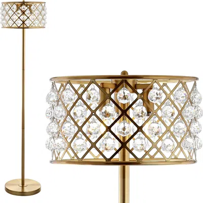 Jonathan Y Elizabeth 60" Crystal/metal Led Floor Lamp In Brass Gold