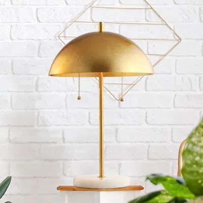 Jonathan Y Ella 20.7" Dome Metal With Marble Base Led Table Lamp In Gold