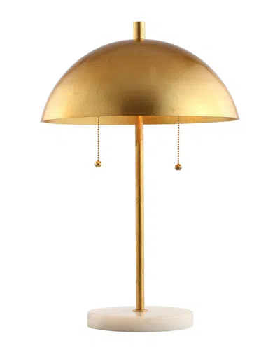 Jonathan Y Ella 20.7in Dome Metal With Marble Base Led Table Lamp In Gold