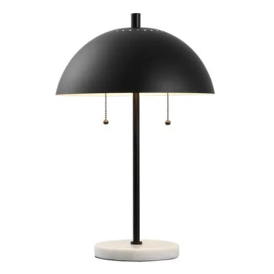 Jonathan Y Ella Dome Metal With Marble Base Led Table Lamp In Black