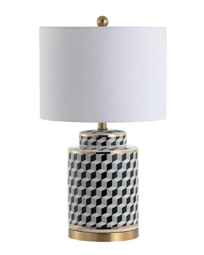 Jonathan Y Ellie 24.5in Tumbling Block Ceramicmetal Led Table Lamp In Black