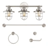 JONATHAN Y ELLIS 24" 3-LIGHT INDUSTRIAL FARMHOUSE VANITY LIGHT WITH BATHROOM HARDWARE ACCESSORY SET, BRUSHED NI