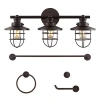 Jonathan Y Ellis 24" 3-light Industrial Farmhouse Vanity Light With Bathroom Hardware Accessory Set In Oil Rubbed Bronze