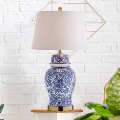 Jonathan Y Ellis 29.5" Ceramic Led Table Lamp In Blue