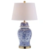 Jonathan Y Ellis 29.5" Ceramic Led Table Lamp, Blue/white In Blue/white