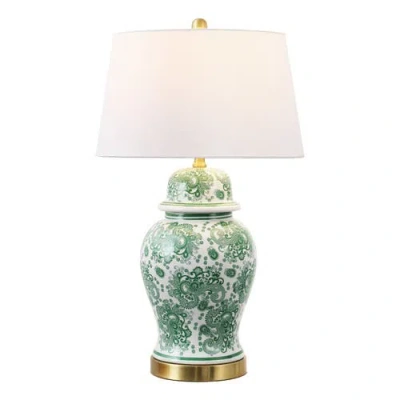 Jonathan Y Ellis Chinoiserie Ceramic Led Table Lamp In Green