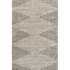 Jonathan Y Elm Diamond Stripe Geometric Shag Area Rug In Gray/ivory