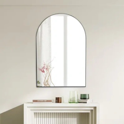 Jonathan Y Elodie Medium Arched Metal Framed Wall Mounted Mirror In Black