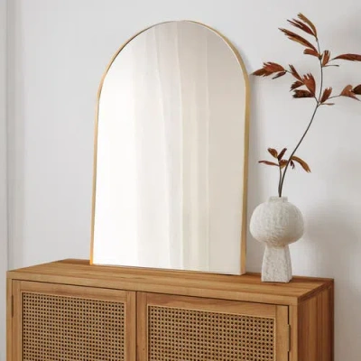 Jonathan Y Elodie Medium Arched Metal Framed Wall Mounted Mirror In Gold