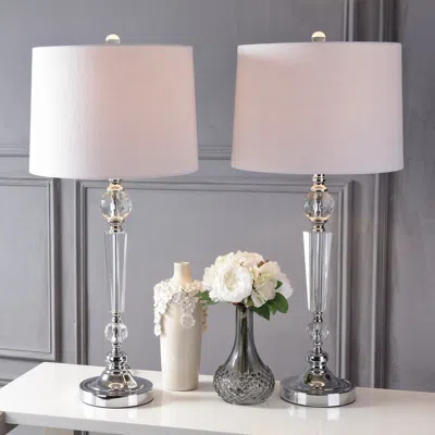 Jonathan Y Emma 29.5" Crystal Led Table Lamp (set Of 2) In Transparent