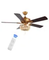 Jonathan Y Erin 52" 3-light Rustic Farmhouse Iron, Wood Bead Mobile-app, Remote-controlled Led Ceiling Fan