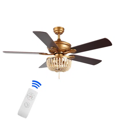 Jonathan Y Erin 52" 3-light Rustic Farmhouse Iron, Wood Bead Mobile-app, Remote-controlled Led Ceiling Fan