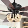 Jonathan Y Erin 52" 3-light Rustic Farmhouse Iron/wood Bead Mobile-app/remote-controlled Led Ceiling Fan