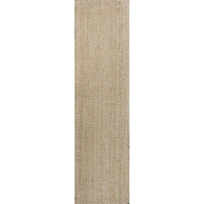 Jonathan Y Espina Hand Woven Herringbone Chunky Jute Area Rug In Ivory
