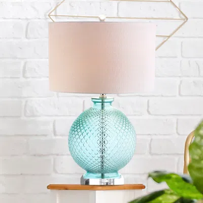 Jonathan Y Estelle 26" Glass And Crystal Led Table Lamp In Blue