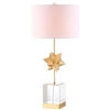 Jonathan Y Estelle 32" Led Metal/crystal Table Lamp, Clear/gold Leaf In Clear/gold