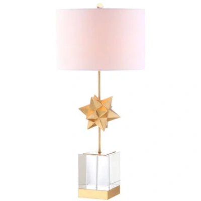 Jonathan Y Estelle 32" Led Metal/crystal Table Lamp, Clear/gold Leaf