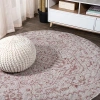Jonathan Y Estrella Bohemian Medallion Textured Weave Indoor/outdoor Round Area Rug In Burgundy