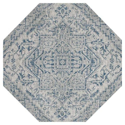Jonathan Y Estrella Bohemian Medallion Textured Weave Octagon Indoor/outdoor Area Rug In Gray