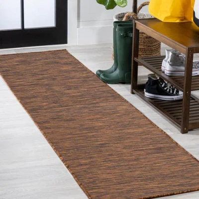 Jonathan Y Ethan Modern Flatweave Solid Indoor/outdoor Area Rug In Brown
