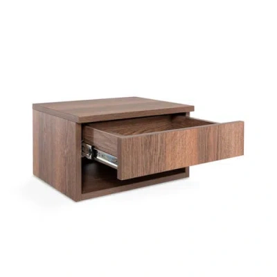 Jonathan Y Ettore Mid-century Modern Floating Wall Mounted Nightstand With Soft-close Drawer And Cab In Dark Brown