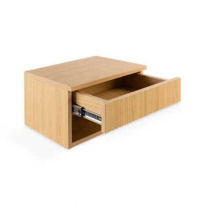 Jonathan Y Ettore Mid-century Modern Floating Wall Mounted Nightstand With Soft-close Drawer And Cab In Light Oak